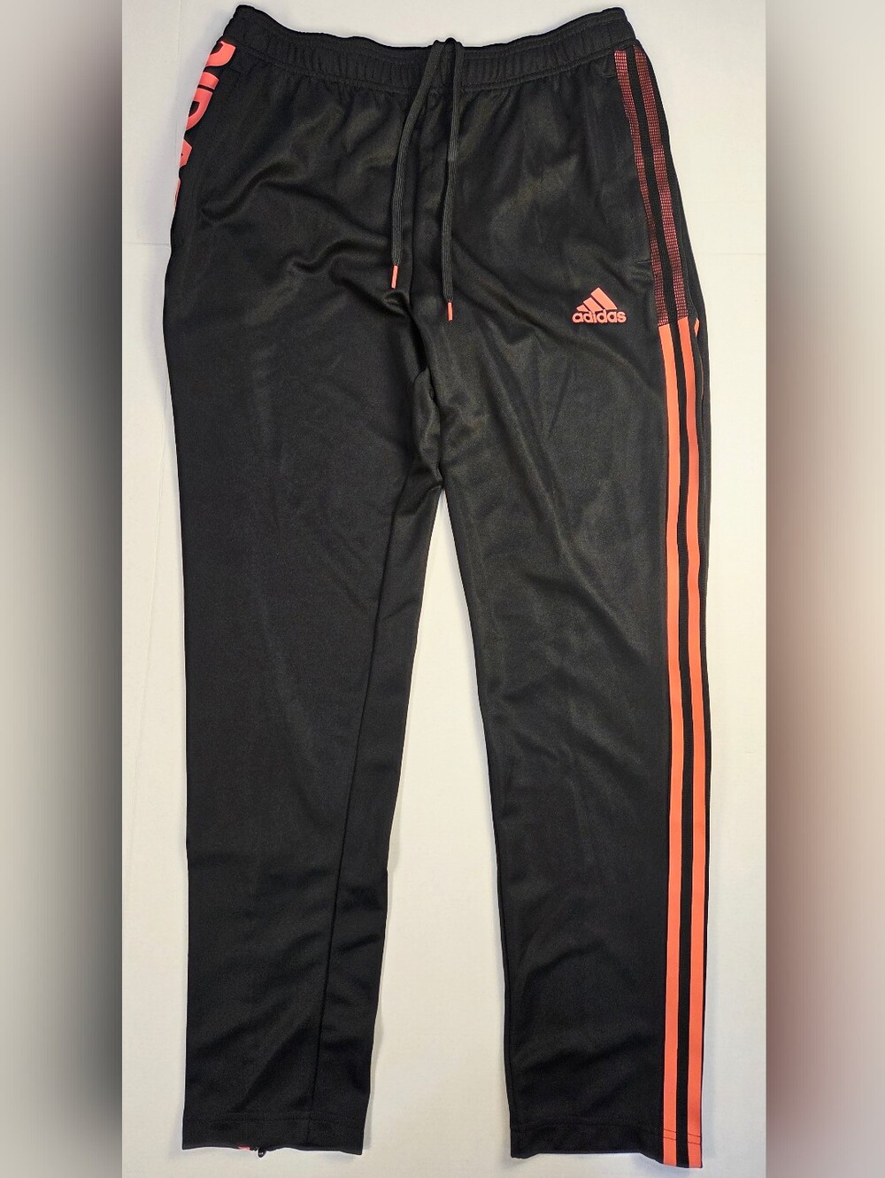adidas Black Joggers with Coral Side Stripes